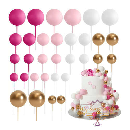 Mixed Deco Balls - PINK, WHITE & GOLD - 32 pack