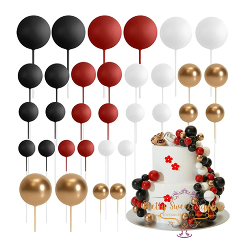 Mixed Deco Balls - BLACK, RED,  WHITE & GOLD - 32 pack