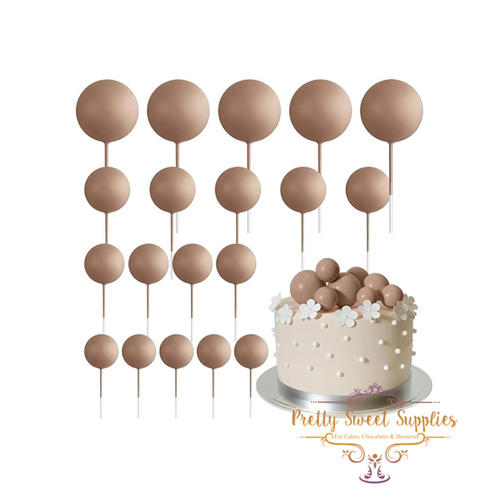 Decorative Cake Balls LIGHT BROWN - 20 pack