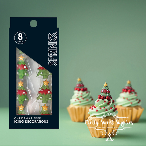 CHRISTMAS TREES Icing Decorations (8 pieces)